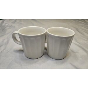 Sweese Set Of 2 Porcelain Fluted Espresso Coffee‎ Tea Mugs White Lead Free Safe